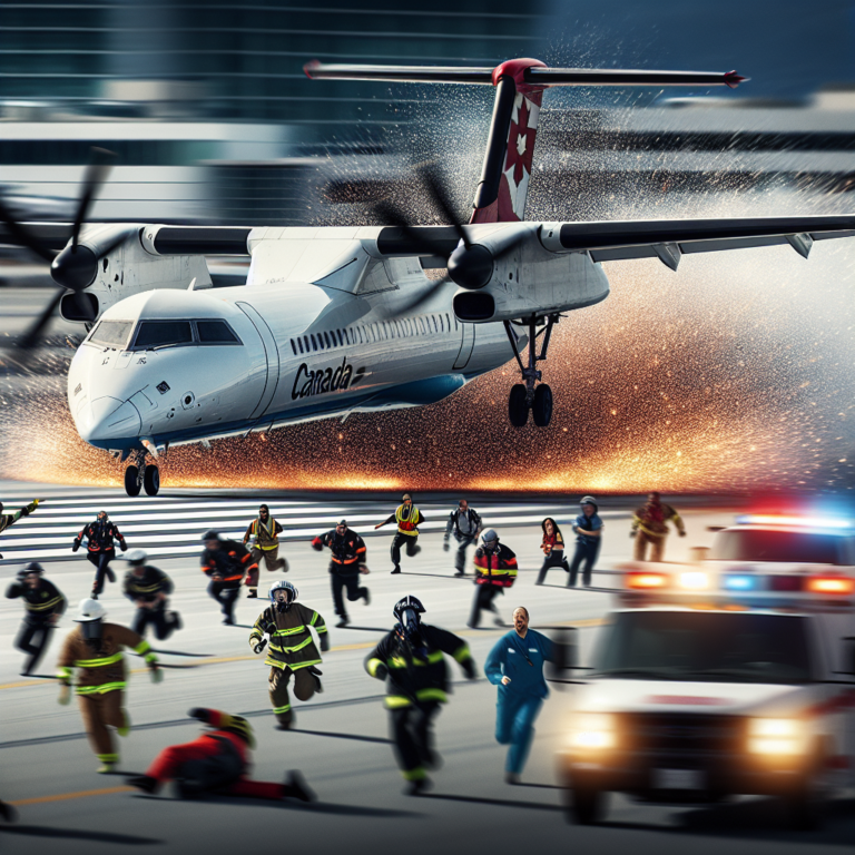 Air Canada DH8 Plane Crash-Lands and Catches Fire