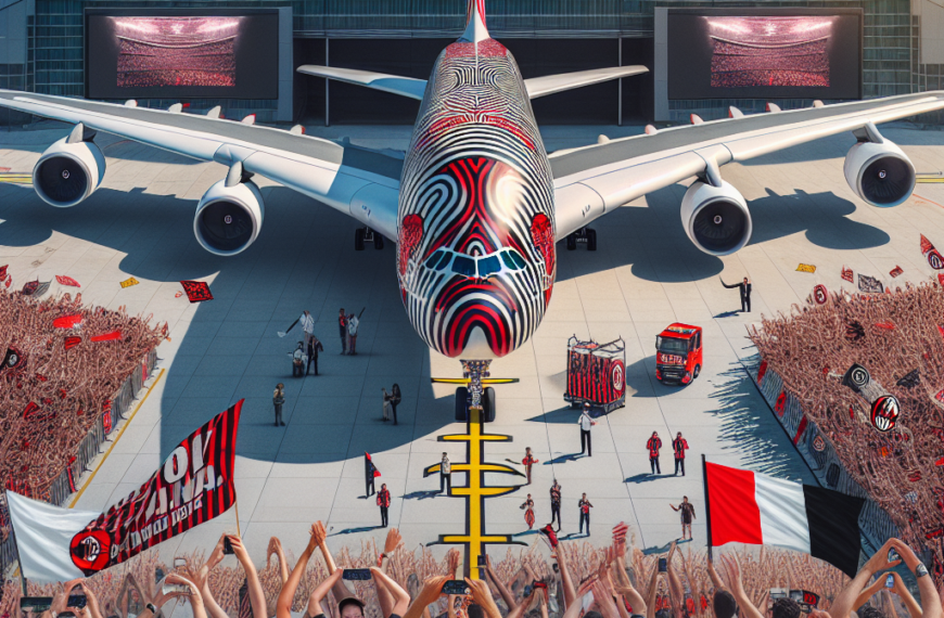 Emirates A380 with AC Milan Livery Lands at Malpensa