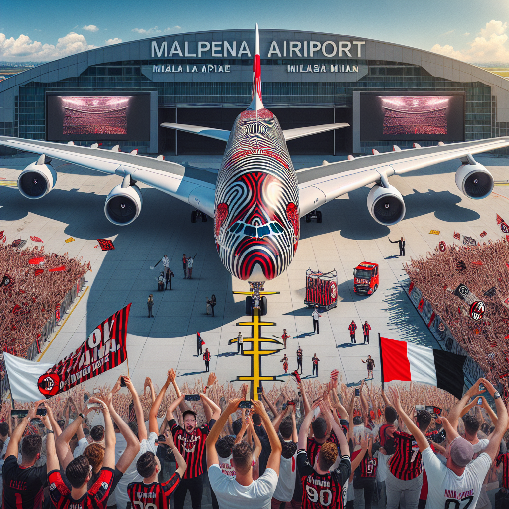 Emirates A380 with AC Milan Livery Lands at Malpensa