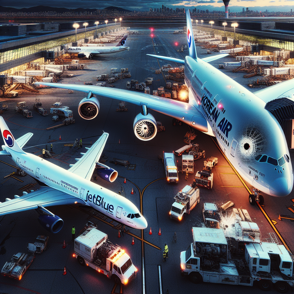 Korean Air A380 Blast Damages JetBlue A321 Windshield in NYC